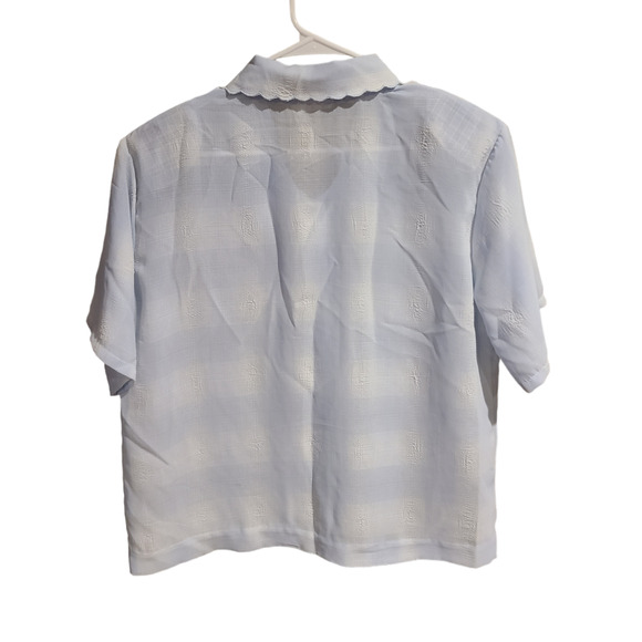 Embroidered Sheer Short Sleeve Button Down-Vintage - Picture 4 of 8